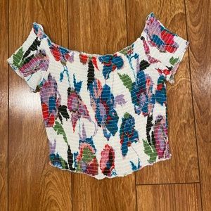 floral off the shoulder crop top